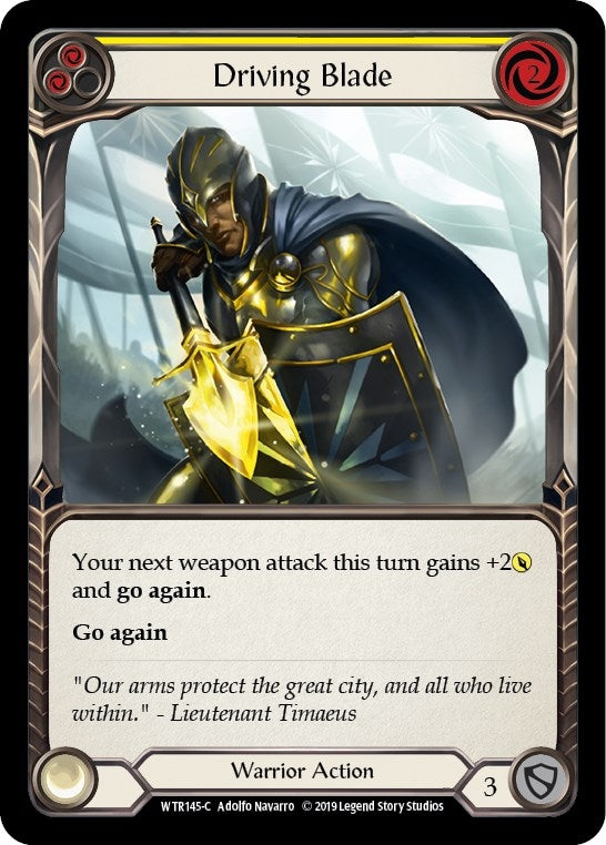 Image for Driving Blade (Yellow) (WTR145) (Welcome to Rathe) - Flesh and Blood TCG