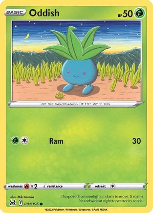 Oddish 001/196 - Reverse Holofoil SWSH11 Lost Origin - Common