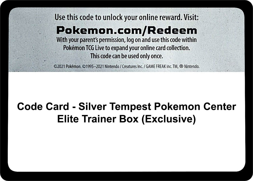 Image for Code Card - Silver Tempest Pokemon Center Elite Trainer Box (Exclusive) (SWSH12: Silver Tempest) - Pokemon