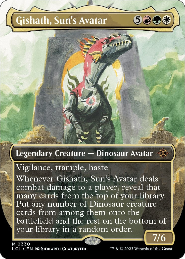 Image for Gishath, Sun's Avatar (Borderless) (330) (The Lost Caverns of Ixalan) - Magic: The Gathering