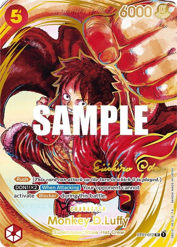 Monkey.D.Luffy (012) (Alternate Art) (Gold-Stamped Signature) (ST01-012) (Awakening of the New Era)