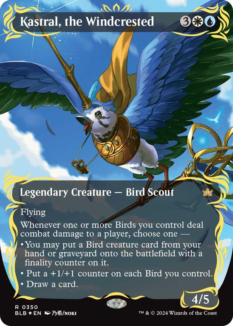 Kastral, the Windcrested (Borderless) (Raised Foil) (350) (Bloomburrow)