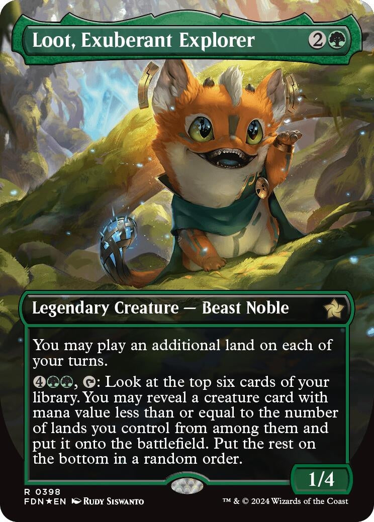 Image for Loot, Exuberant Explorer (Borderless) (Mana Foil) (398) (Foundations) - Magic: The Gathering