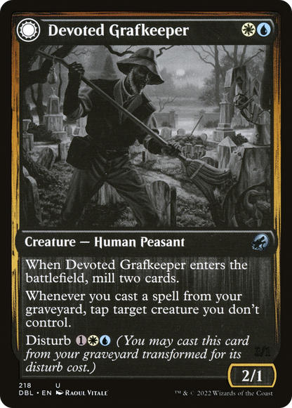 Devoted Grafkeeper (DBL-218) - Innistrad: Double Feature: (Double Faced Transform) Foil