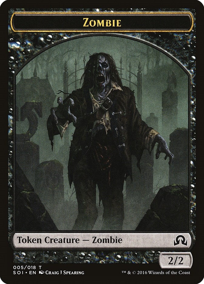 Zombie Token (5) (Shadows over Innistrad)
