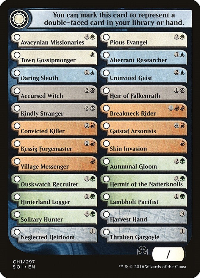 Checklist Card - (CH1) Shadows over Innistrad (CH1) (Shadows over Innistrad)