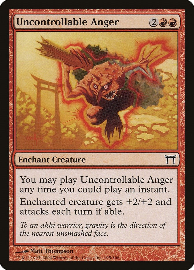 Image for Uncontrollable Anger (195) (Champions of Kamigawa) (CHK) - Magic: The Gathering