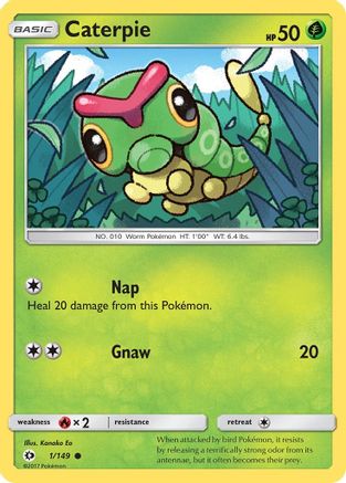 Caterpie 001/149  - Reverse Holofoil SM Base Set - Common