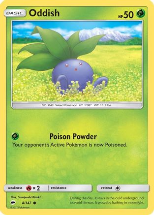 Oddish 004/147  - Reverse Holofoil SM  Burning Shadows - Common