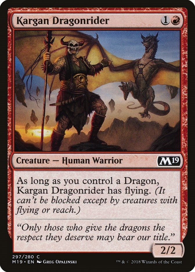 Image for Kargan Dragonrider (297) (Core Set 2019) - Magic: The Gathering