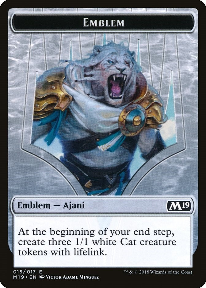 Image for Emblem - Ajani, Adversary of Tyrants (15) (Core Set 2019) - Magic: The Gathering