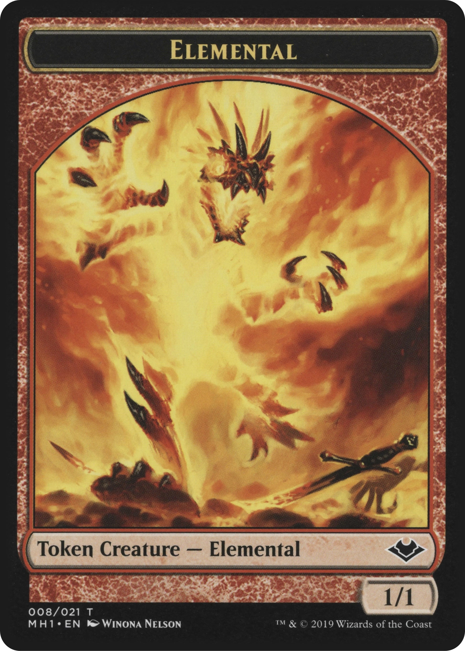 Image for Elemental (008) // Emblem - Serra the Benevolent Double-Sided Token (8 // 20) (Modern Horizons) - Magic: The Gathering