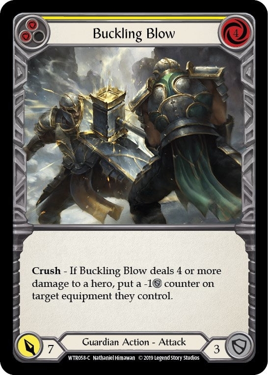 Image for Buckling Blow (Yellow) (WTR058) (Welcome to Rathe) - Flesh and Blood TCG