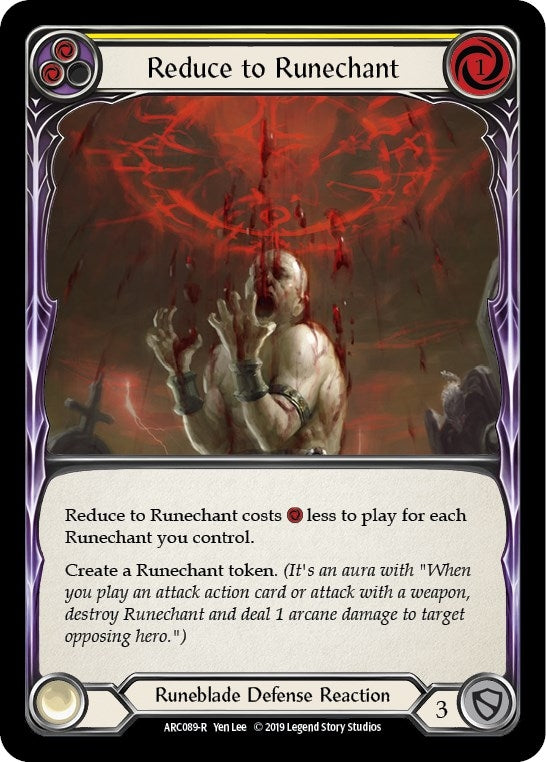 Image for Reduce to Runechant (Yellow) (ARC089) (Arcane Rising) - Flesh and Blood TCG