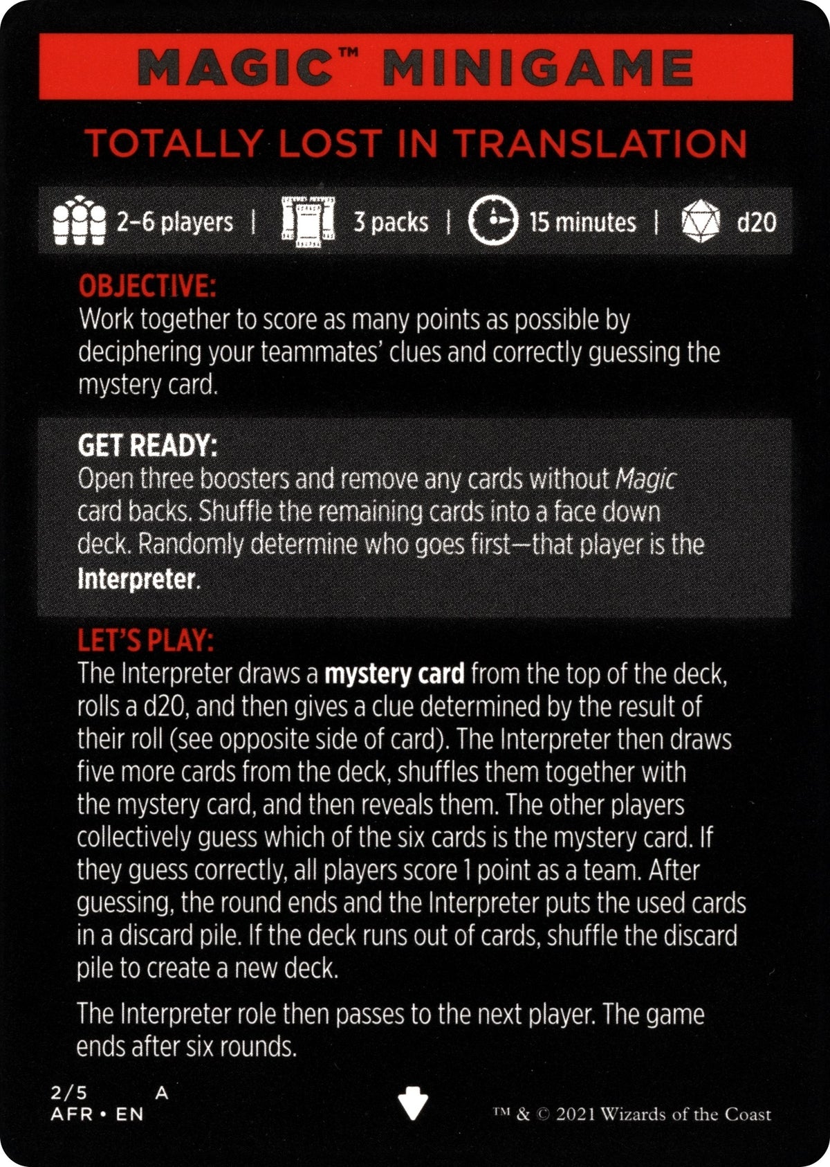 Image for Magic Minigame: Totally Lost in Translation (2) (Adventures in the Forgotten Realms) - Magic: The Gathering