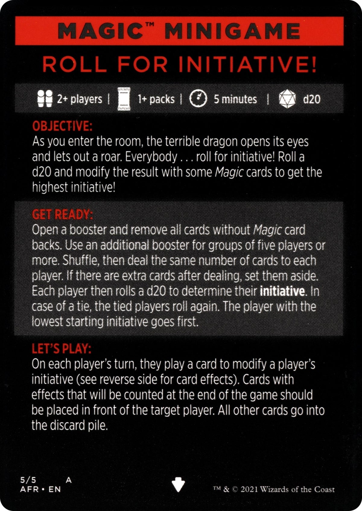 Image for Magic Minigame: Roll for Initiative! (5) (Adventures in the Forgotten Realms) - Magic: The Gathering