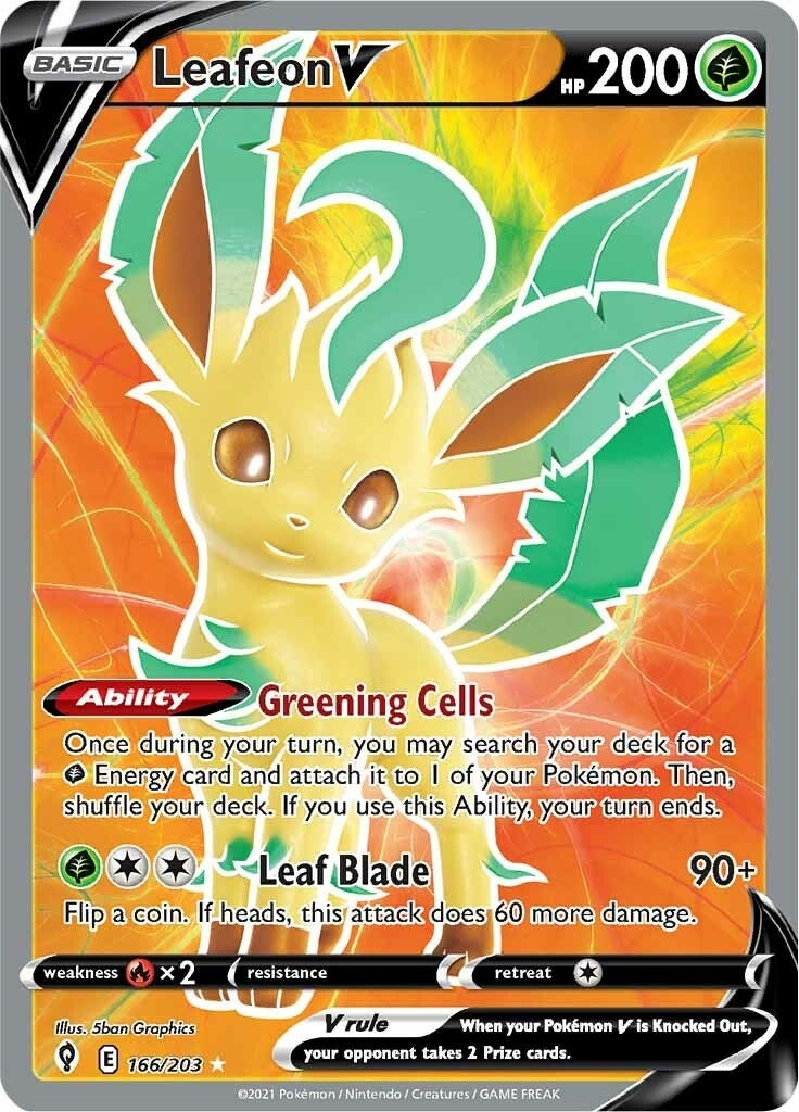 Leafeon V (Full Art) (166/203) (SWSH07: Evolving Skies)