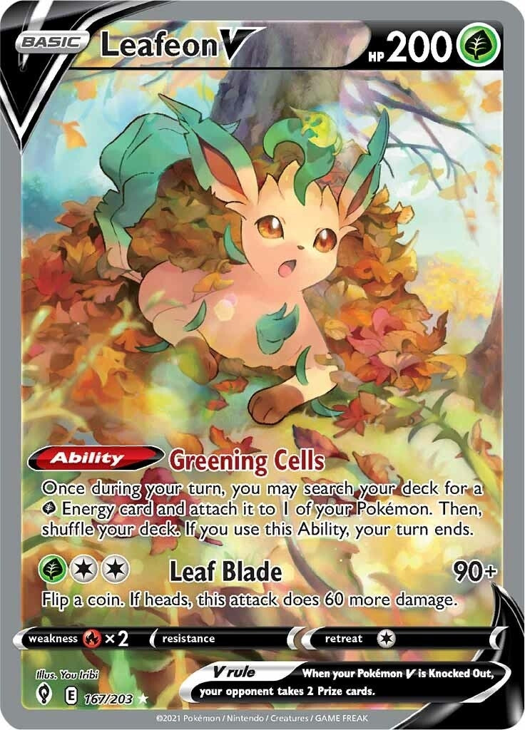 Leafeon V (Alternate Full Art) (167/203) (SWSH07: Evolving Skies)