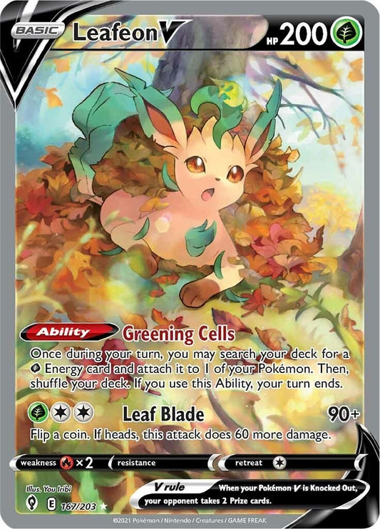 Leafeon V (Alternate Full Art) (167/203) (SWSH07: Evolving Skies)