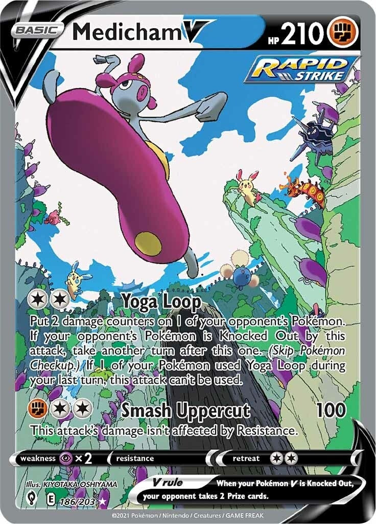 Medicham V (Alternate Full Art) (186/203) (SWSH07: Evolving Skies)