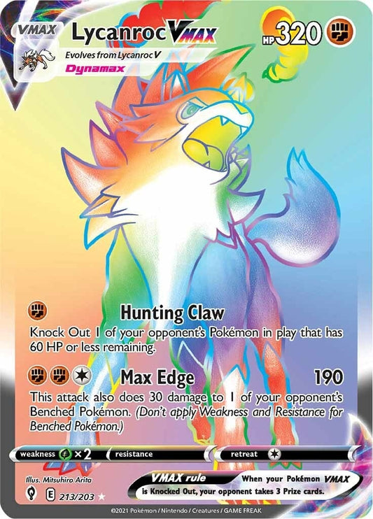 Lycanroc VMAX (Secret) (213/203) (SWSH07: Evolving Skies)