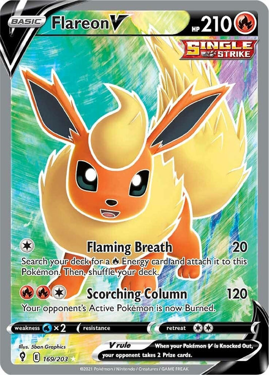 Flareon V (Full Art) (169/203) (SWSH07: Evolving Skies)