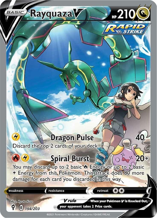 Rayquaza V (Alternate Full Art) (194/203) (SWSH07: Evolving Skies)