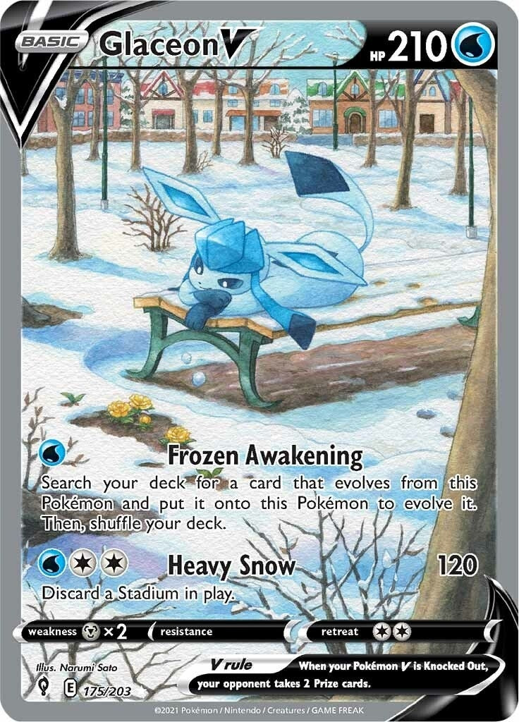 Glaceon V (Alternate Full Art) (175/203) (SWSH07: Evolving Skies)