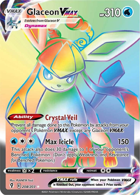 Glaceon VMAX (Secret) (208/203) (SWSH07: Evolving Skies)