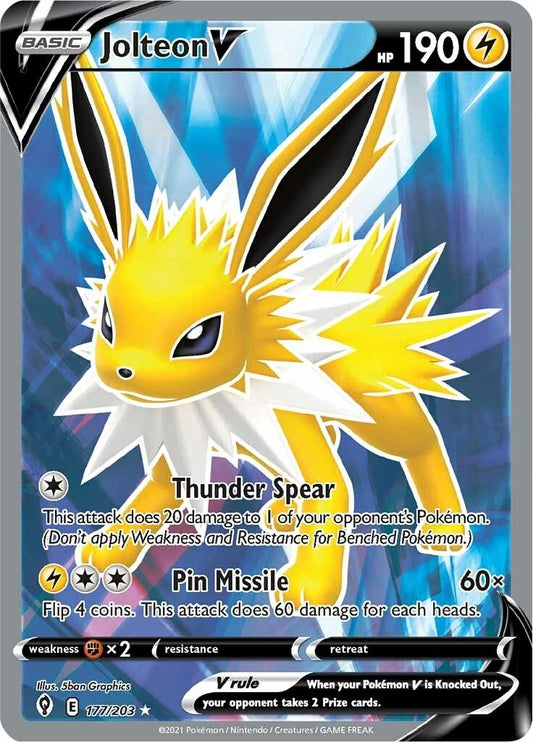 Jolteon V (Full Art) (177/203) (SWSH07: Evolving Skies)