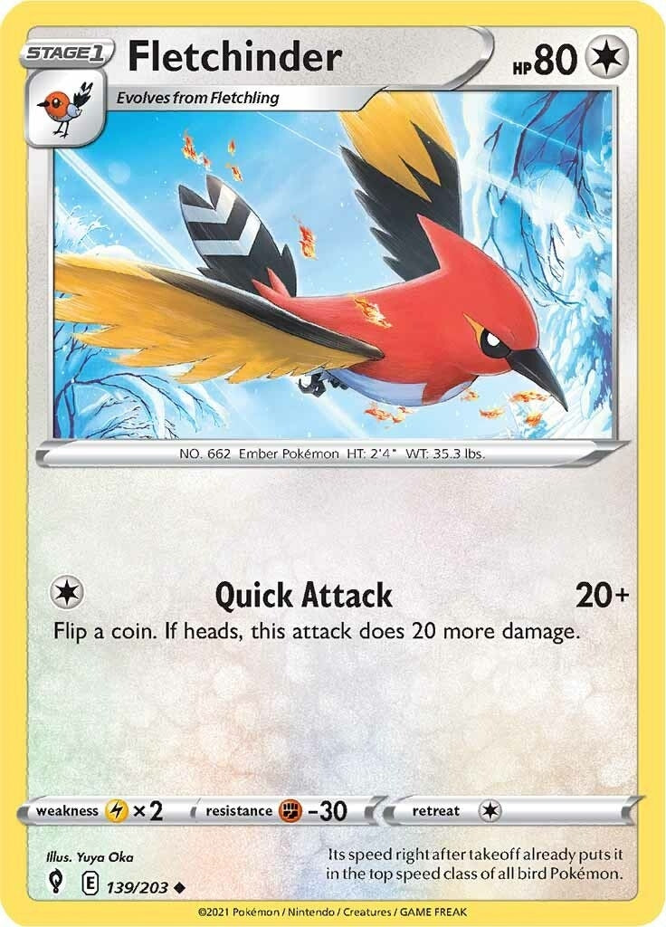 Fletchinder (139/203) (SWSH07: Evolving Skies)