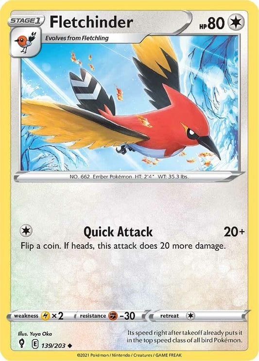 Fletchinder (139/203) (SWSH07: Evolving Skies)