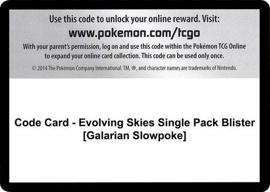 Code Card - Evolving Skies Single Pack Blister [Galarian Slowpoke] (SWSH07: Evolving Skies)
