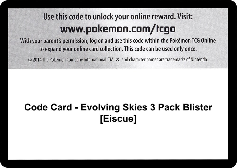 Code Card - Evolving Skies 3 Pack Blister [Eiscue] (SWSH07: Evolving Skies)