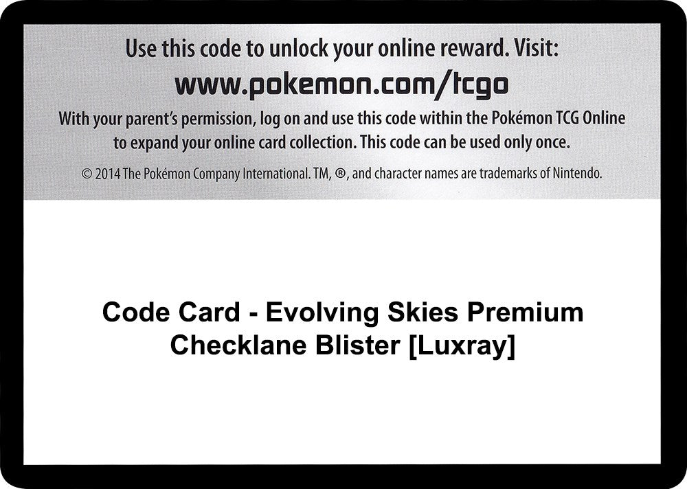 Code Card - Evolving Skies Premium Checklane Blister [Luxray] (SWSH07: Evolving Skies)