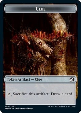 Clue // Elemental Double-Sided Token (16 // 7) (Innistrad: Midnight Hunt)