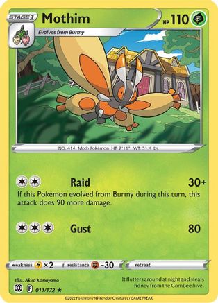 Mothim 011/172  - Reverse Holofoil SWSH09 Brilliant Stars - Rare