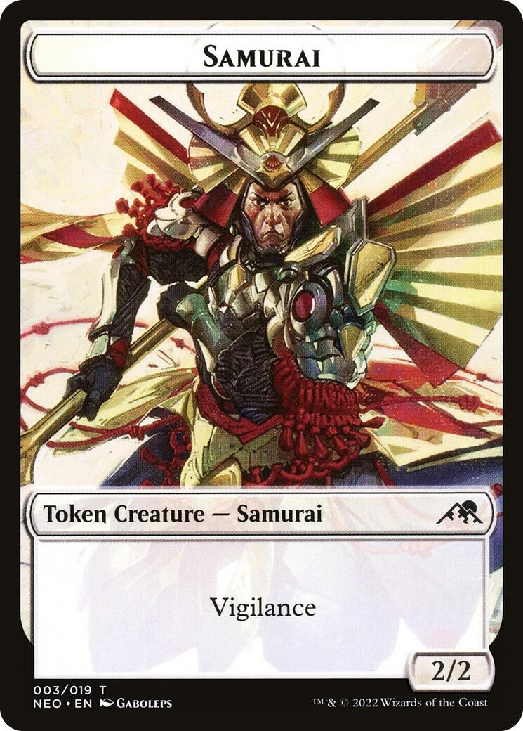 Image for Samurai (003) // Human Monk (010) Double-sided Token (3 // 10) (Kamigawa: Neon Dynasty) - Magic: The Gathering