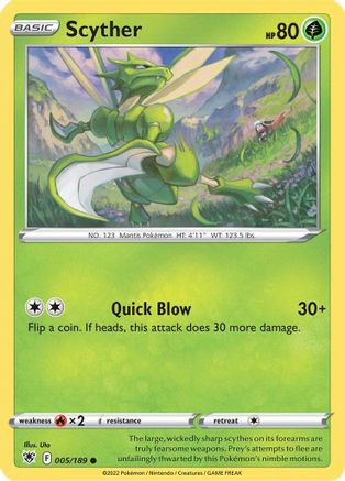 Scyther (005) 005/189  - Reverse Holofoil SWSH10 Astral Radiance - Common