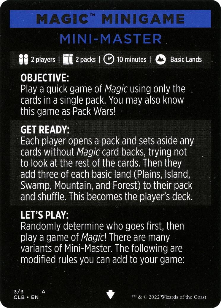 Image for Magic Minigame: Mini-Master (3) (Commander Legends: Battle for Baldur's Gate) - Magic: The Gathering