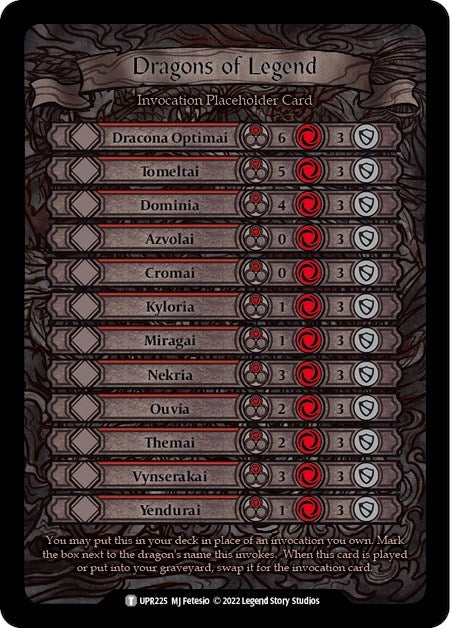 Dragons of Legend Invocation Placeholder Card (UPR225) (Uprising)