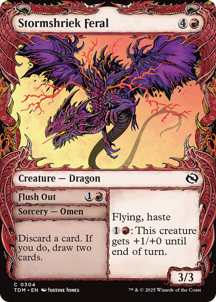 Stormshriek Feral // Flush Out (TDM-304) - Tarkir: Dragonstorm: (Showcase) Foil