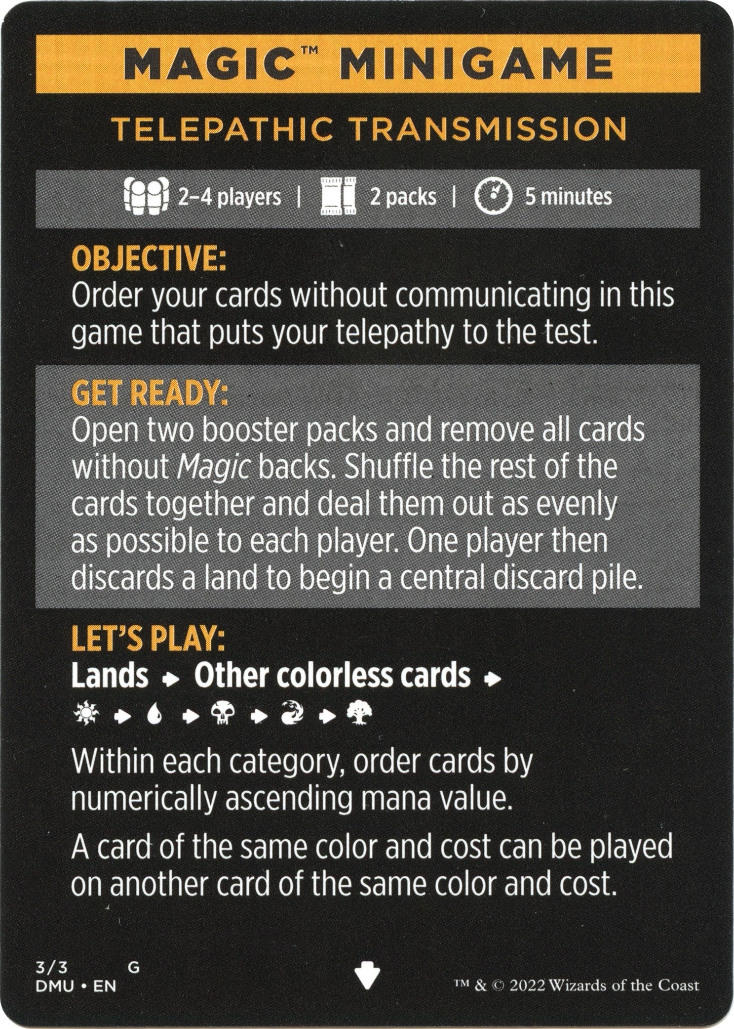 Image for Magic Minigame: Telepathic Transmission (3) (Dominaria United) - Magic: The Gathering