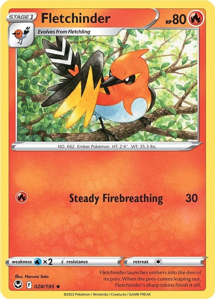 Image for Fletchinder (028/195) (SWSH12: Silver Tempest) - Pokemon