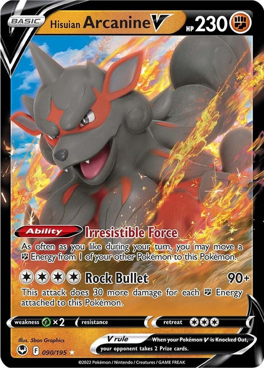Hisuian Arcanine V (090/195) (SWSH12: Silver Tempest)