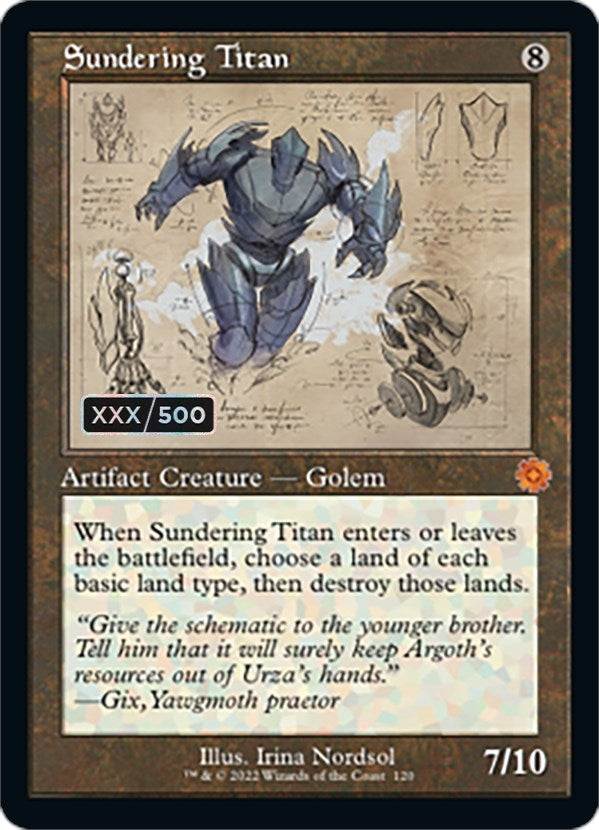 Sundering Titan (Schematic) (Serial Numbered) (120) (The Brothers' War: Retro Frame Artifacts)