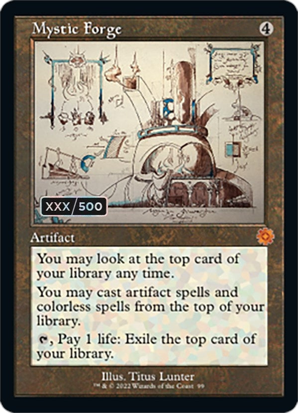 Image for Mystic Forge (Schematic) (Serial Numbered) (99) (The Brothers' War: Retro Frame Artifacts) - Magic: The Gathering