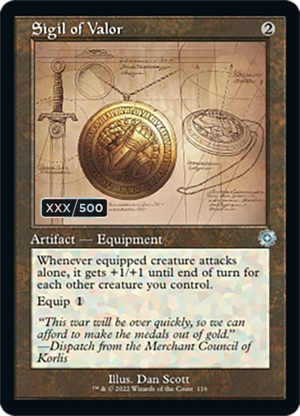 Image for Sigil of Valor (Schematic) (Serial Numbered) (116) (The Brothers' War: Retro Frame Artifacts) - Magic: The Gathering