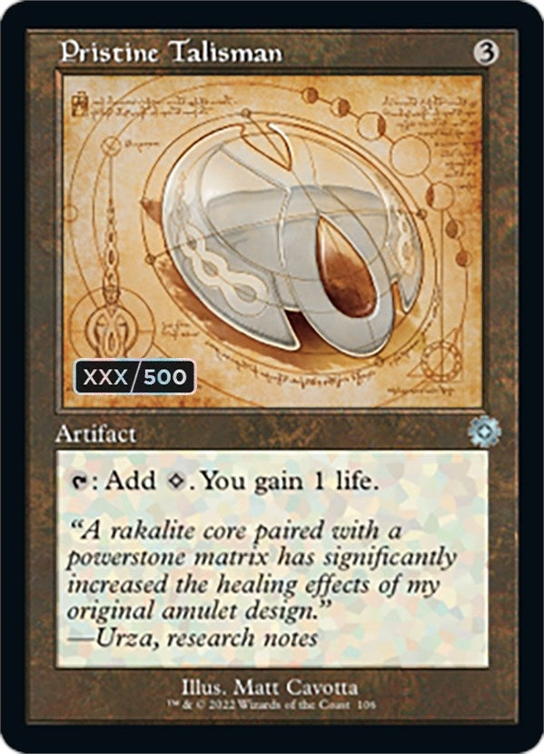 Image for Pristine Talisman (Schematic) (Serial Numbered) (106) (The Brothers' War: Retro Frame Artifacts) - Magic: The Gathering
