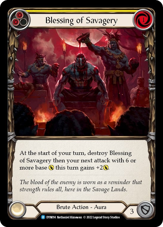 Image for Blessing of Savagery (Yellow) (DYN014) (Dynasty) - Flesh and Blood TCG